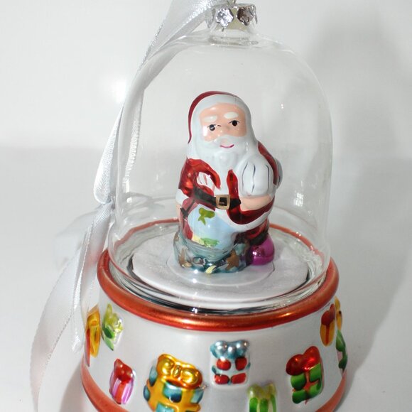 Mr. Christmas Santa Glass Ornament Music Box “We Wish You A Merry Christmas” - Picture 2 of 9